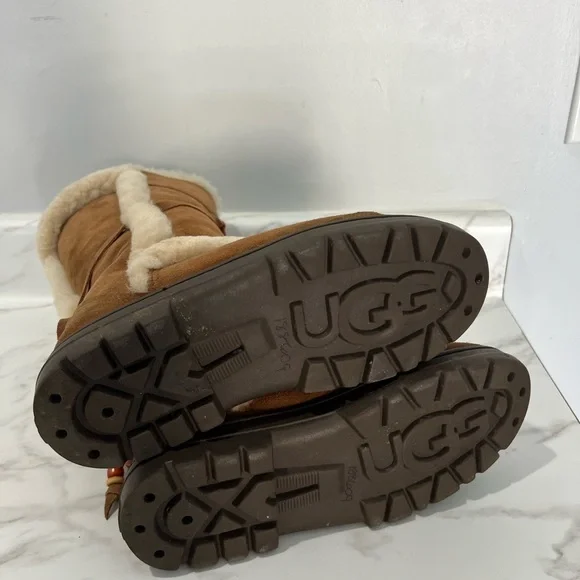 UGG Brown and Cream Shearling Boots - Picture 5 of 5